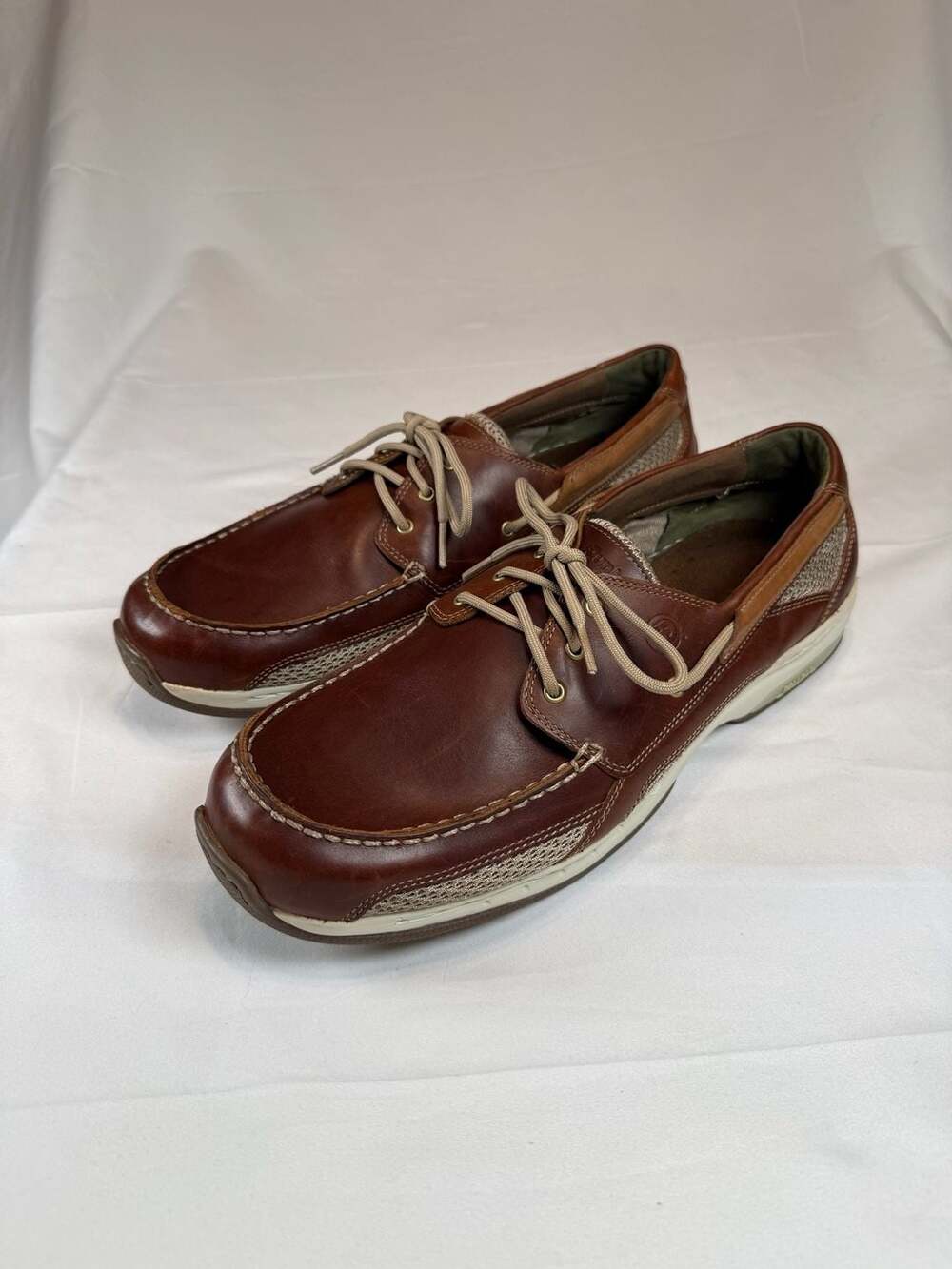 Dunham Captain Brown Leather Mesh Boat Shoes